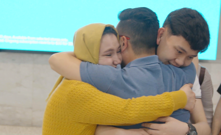 Zaki reuniting with his family